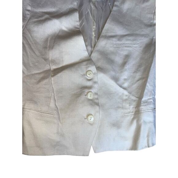 Point of View Collection Women's 90s Cropped Blazer 100% Linen White Size 6 - Picture 13 of 14